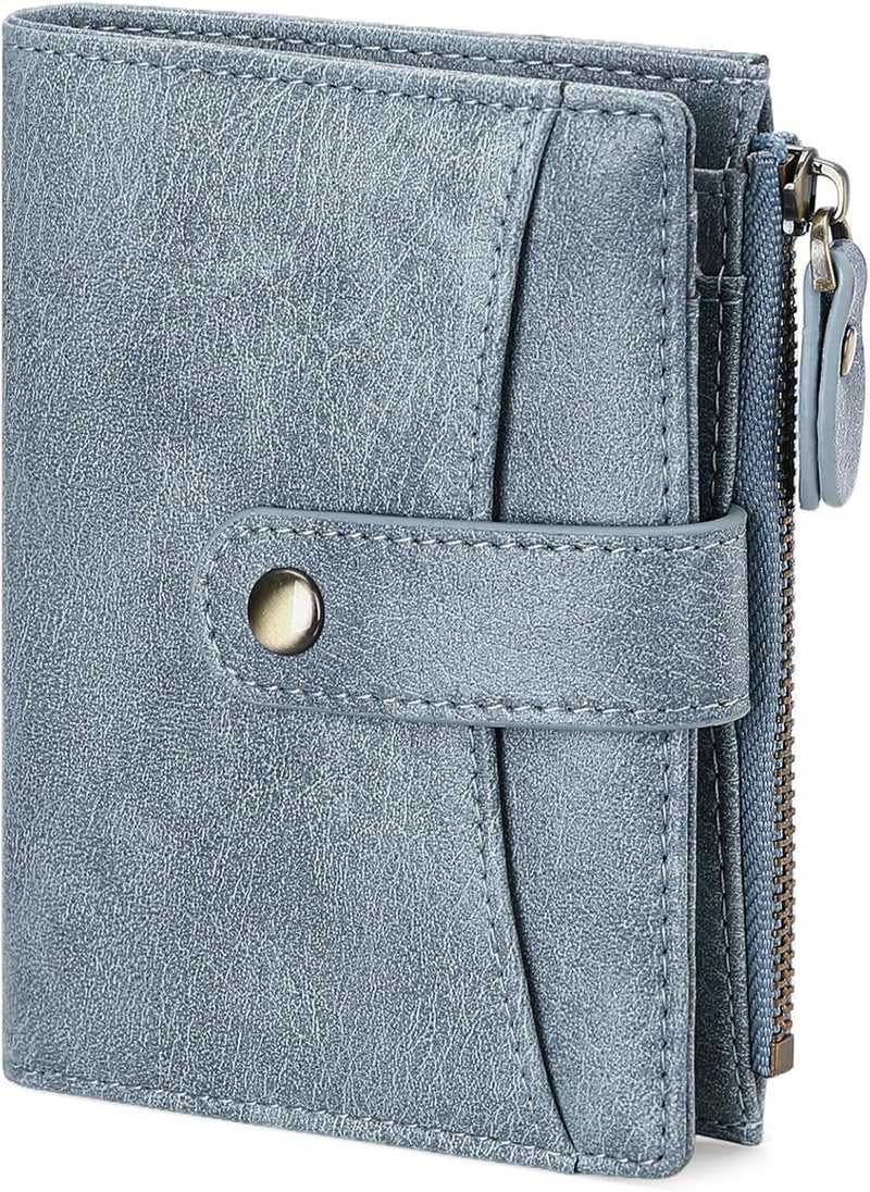 FALAN MULE Small Wallet for Women Leather RFID Blocking Bifold Credit Card Holder with Zipper Coin Pocket - Image 1